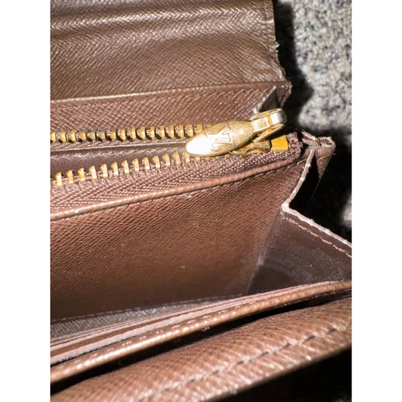 Louis Vuitton Damier Ebene Long Wallet Push Lock Clutch Style Brown Checkered - Picture 8 of 16